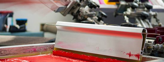 Screen Printing/Silk Screening squeegee in red ink